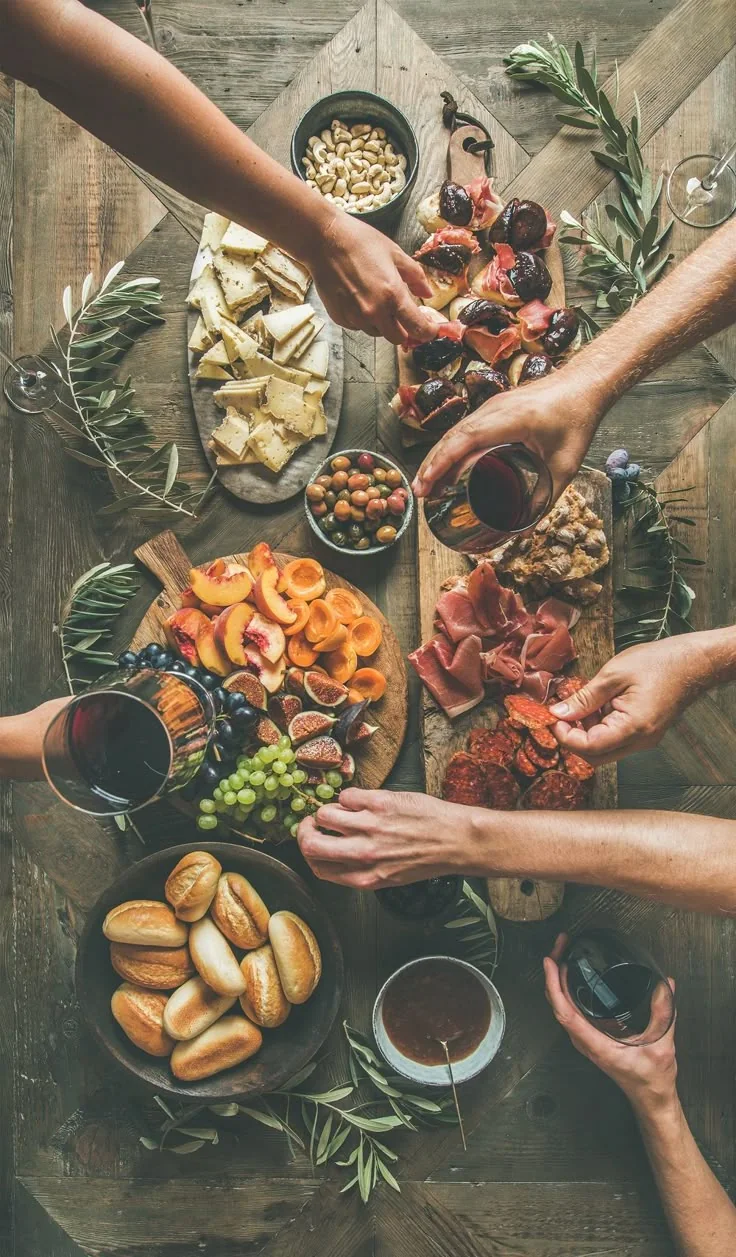 A shared table of global dishes