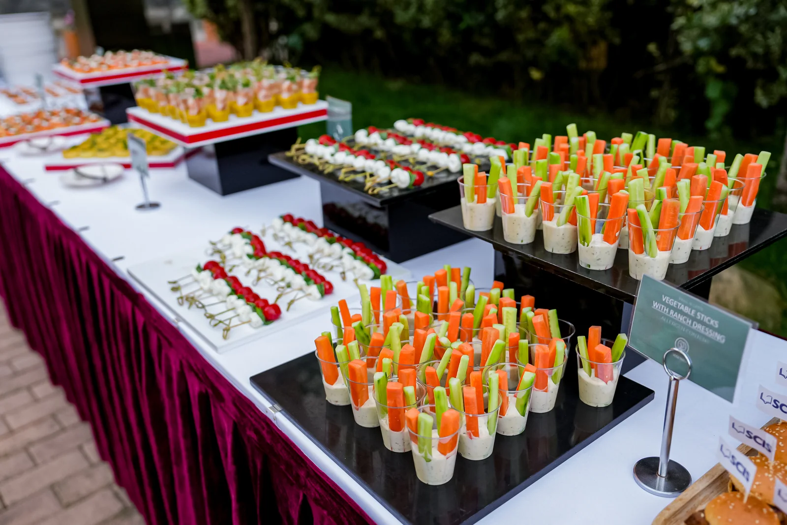 A colorful catered event display