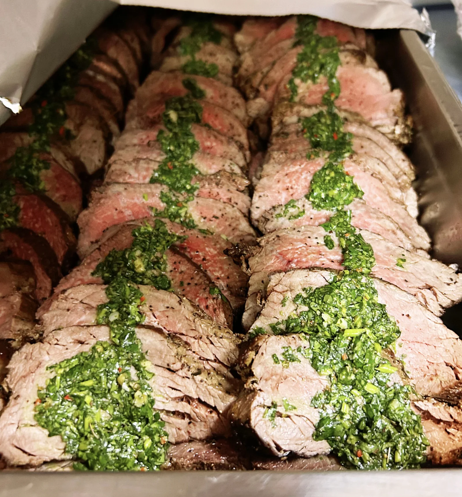 Freshly prepared roast with herbs